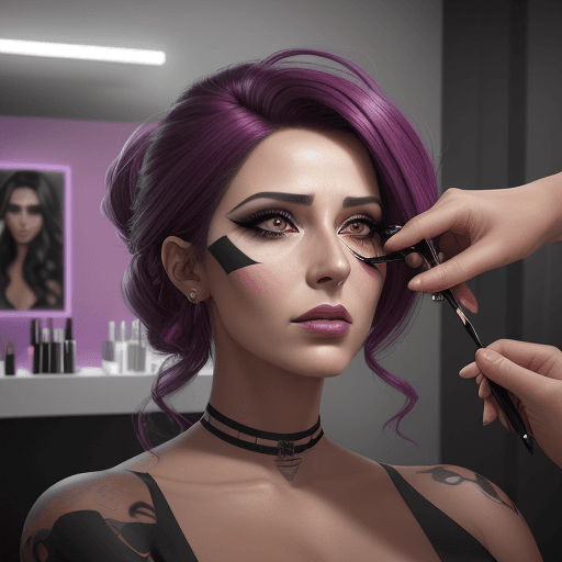 AI generated: Create a hyper-realistic, vibrant portrait of Lucrecia borgia getting a modern-day makeover at a bea...