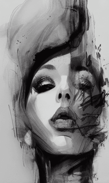 AI generated: portrait of goddess girl, (cleavage), (busty),blonde, dreamy and ethereal, expressive pose, big blac...