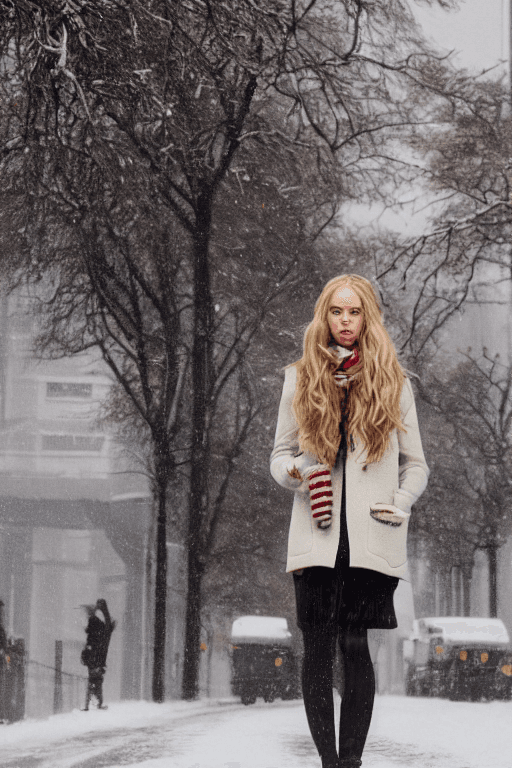 AI generated: professional portrait photograph of a gorgeous Norwegian girl in winter clothing with long wavy blon...