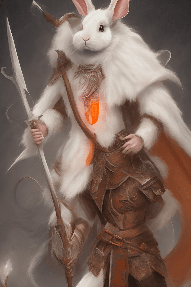 AI generated: female d&d harengon, female dnd rabbitfolk, female d&d anthro rabbit :: white fur with light orange ...