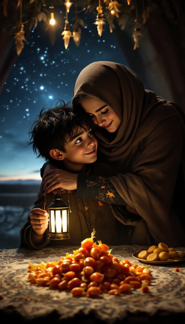 AI generated: Medium
Description: Inside, Norooz, a 10-year-old boy with messy jet-black hair, almond-shaped dark ...