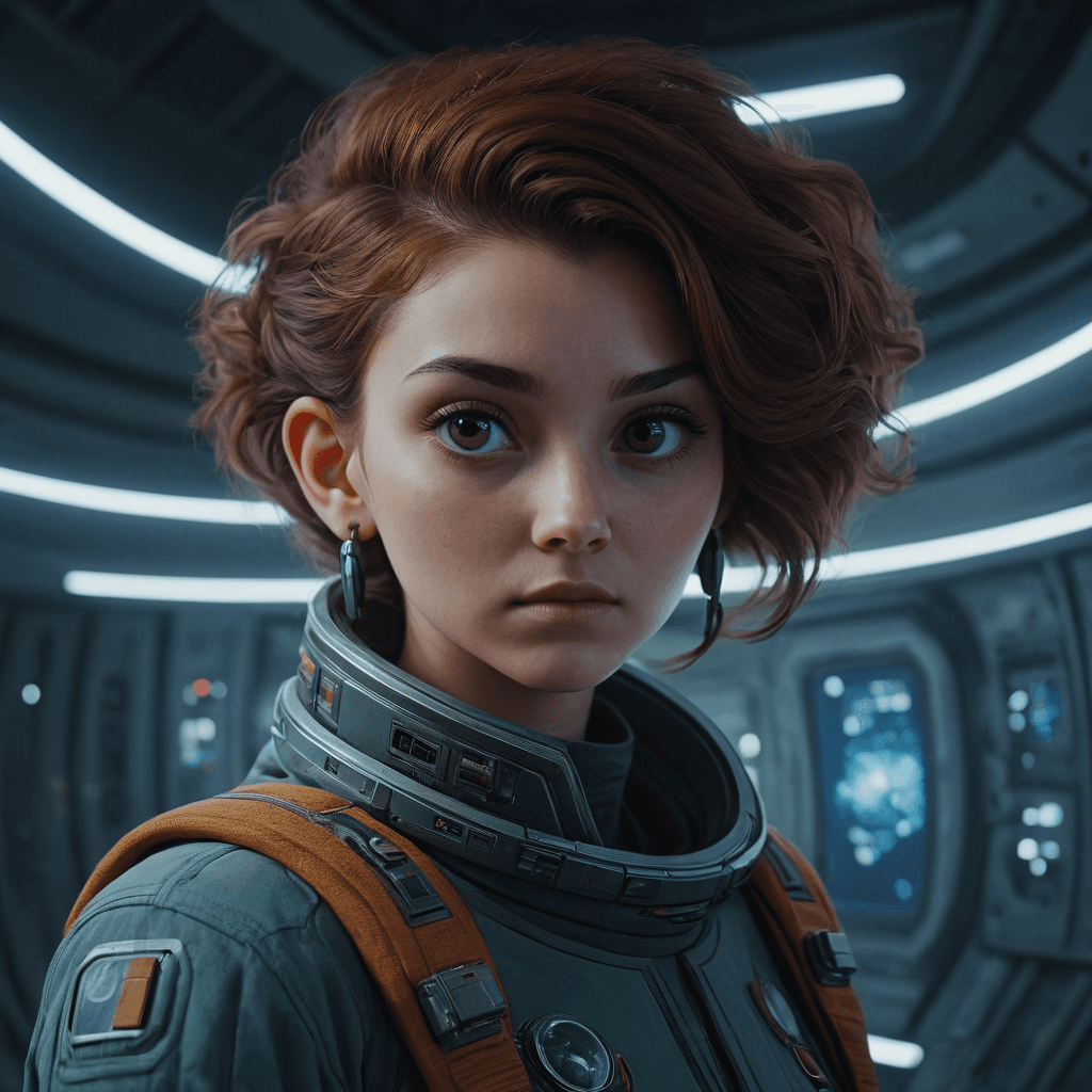 AI generated: portrait+ style, a citizen living in an orbital space city surrounding an inhabited planet. Hard sci...