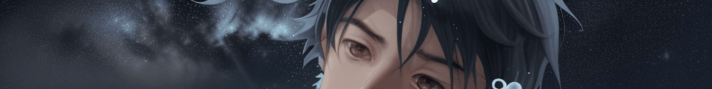 AI generated: Anime Boy, (symmetric face: 1.2), centred, protruding from a (lake:1.1), reflecting the night sky. (...