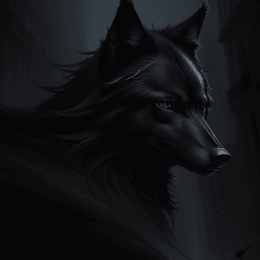 AI generated: High resolution photography a fantastical creature, black wolf, powerful portrait, dark fantasy, myt...