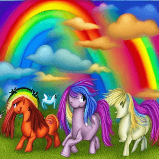 AI generated: Ponies and rainbows, extremely detailed