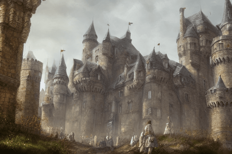 AI generated: A medieval castle, texture, intricate, details, highly detailed, masterpiece, architecture, building...