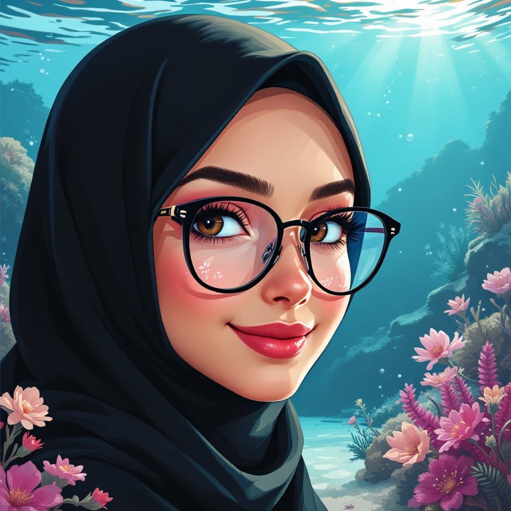 AI generated: score_9, score_8_up, score_7_up, moslem women in manga style cartoon , solo, black hijab, shoulder l...