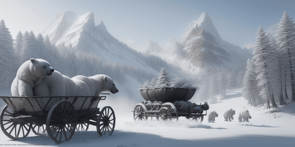 AI generated: Snow covered mountain with hoarfrost covered cedar and sprice trees and a snow covered clearing that...