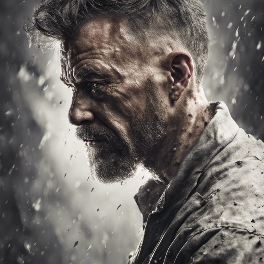 AI generated: Typography portrait of a man, highly detailed, smooth, sharp focus, cinematic lighting, atmospheric,...