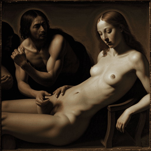 AI generated: renaissance painting of body, Chiaroscuro, caravagio --ar 3:2 --c 15 --s 5