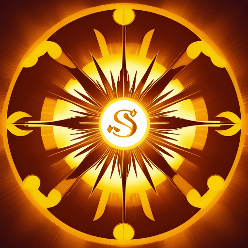 AI generated: The logo features a stylized sun with bold, sweeping rays extending outward in all directions. Withi...
