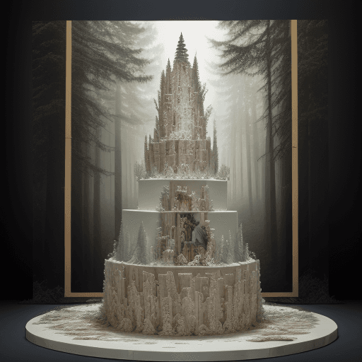 AI generated: a wedding cake, in the style of mike campau, fragmented memories, james nares, giorgio vasari, natio...
