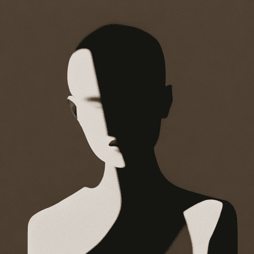 AI generated: a black and white photo of a woman with shadow., in the style of minimalist beauty, light bronze and...