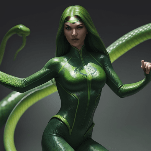 AI generated: a green snake superhero