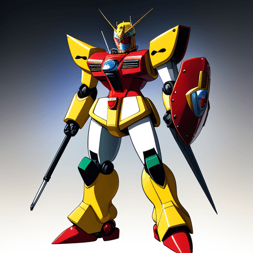 AI generated: illustration of power rangers robot, with shield and weapon, in the style of Kunio Okawara, anime, M...