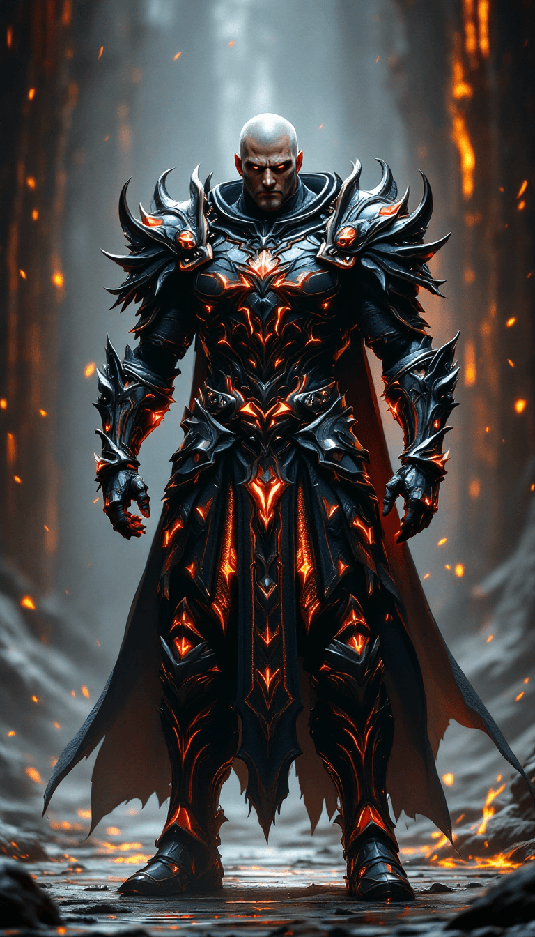 AI generated: final fantasy, male, warrior, fantasy big beautifull full body fantasy rpg armor with extrem many de...