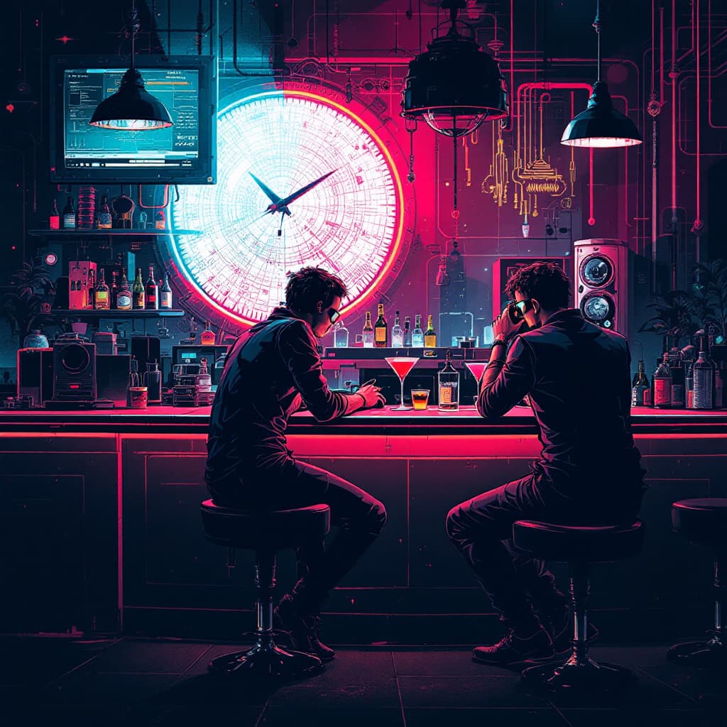 AI generated: cyberpunk coctail bar poster