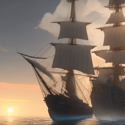 AI generated: Photo of a ultra realistic sailing ship, dramatic light, pale sunrise, cinematic lighting, battered,...