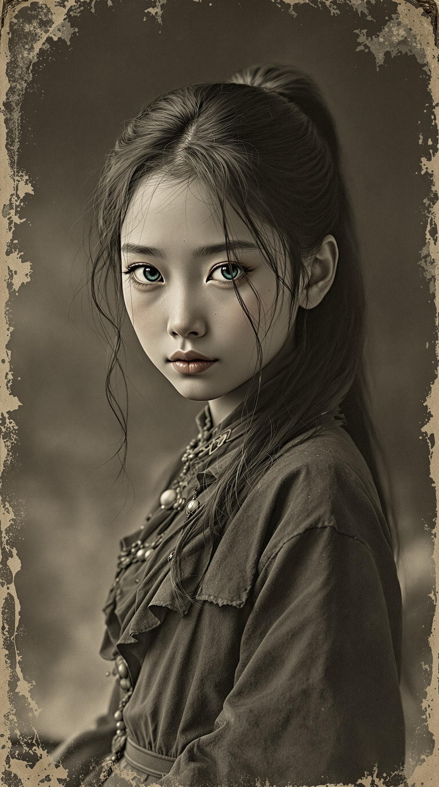 AI generated: a professional vintage black and white photo (paper has aged over time), of a exceptionally of the m...