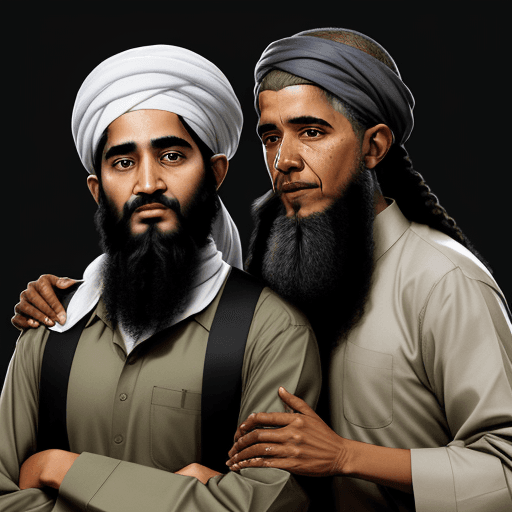 AI generated: Osama Bin Laden and Barack Obama are friends