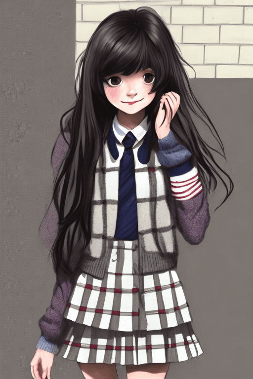 AI generated: (masterpiece, best quality), a cute 18 yo girl wearing a school uniform with vest sweater, coat and ...