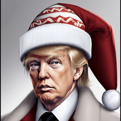 AI generated:  Donal Trump, adorned Christmas hat on his head