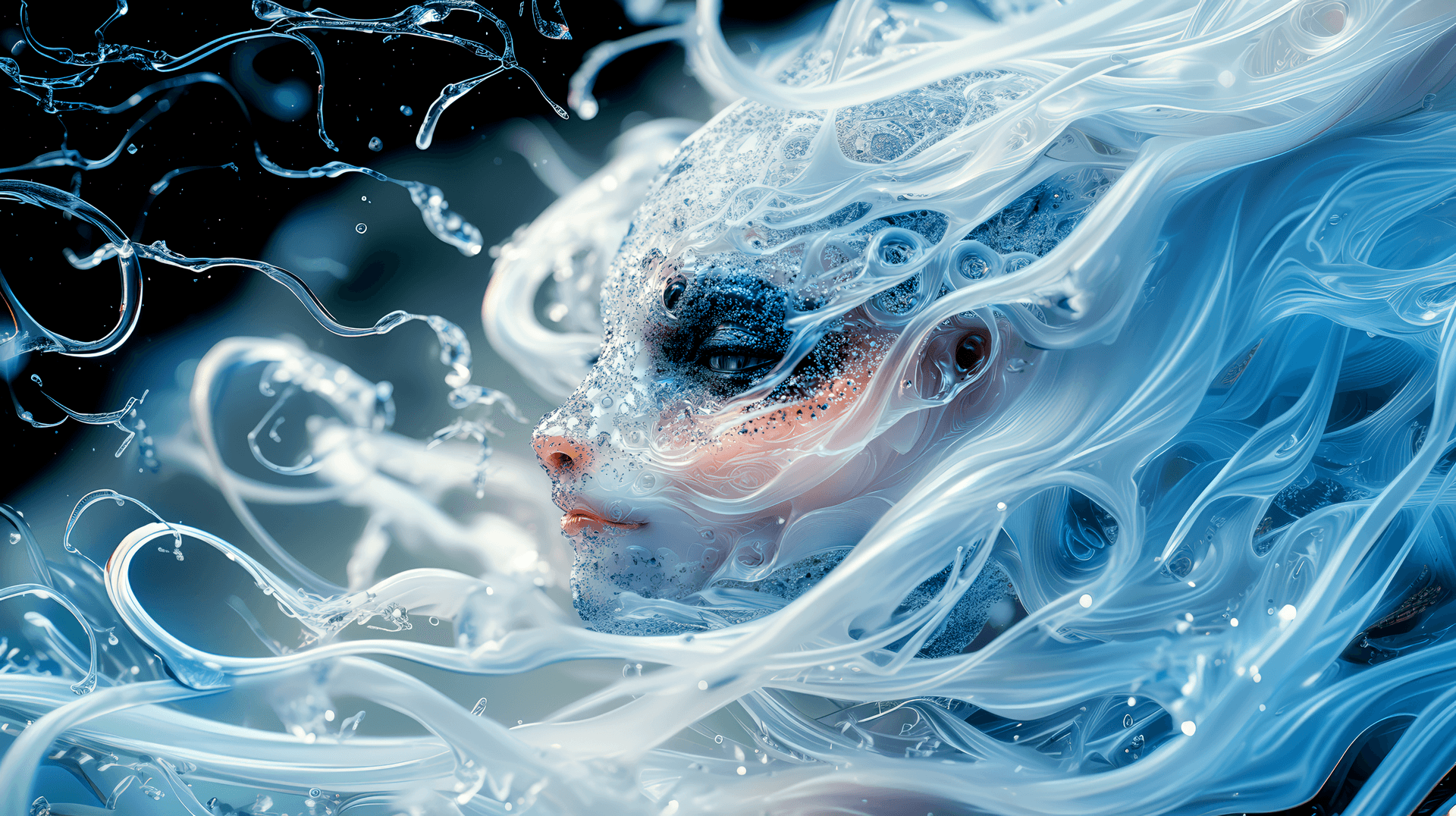 AI generated: profile view, Dutch, romance theme, black-toned Impressionism photo of an demonic mechanical turquoi...
