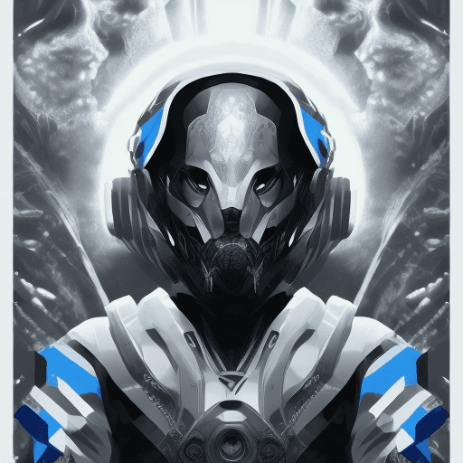 AI generated: movie poster, male character in black, white and blue, in the style of yoh nagao, light-focused --ar...