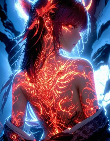 Glowing Tattoo Anime SDXL