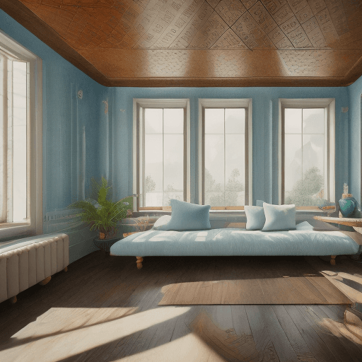 AI generated: High resolution photography interior design, dreamy sunken living room conversation pit, wooden floo...