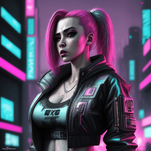 AI generated:  female character, in the style of cyberpunk imagery, realistic hyper-detailed, womancore, metallic ...