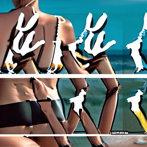 AI generated: Create an image of a model wearing a trendy, bold slingshot bikini. The bikini should feature a mini...