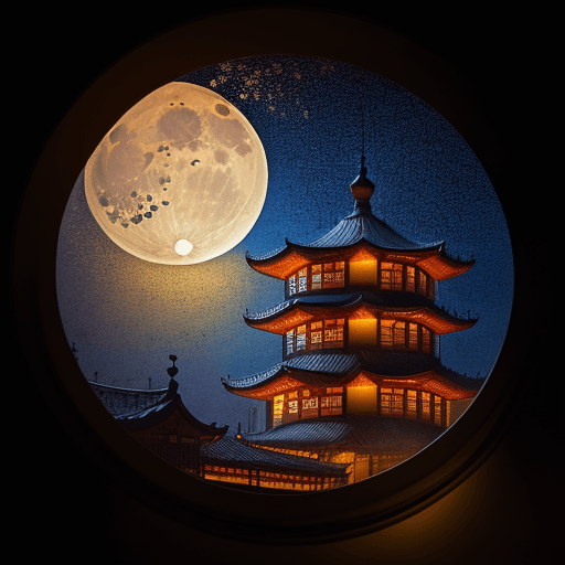 AI generated: mid-autumn festival atmosphere) , (full moon) , snuff color(masterpiece, best quality, highres:1.2) ...