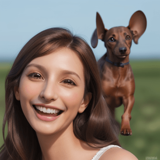 AI generated: cute brown Dachshund smiling and waving, realistic style