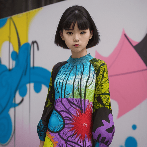 AI generated: A 90s street photographer in Santiago portraits a confident model in front of abstract graffiti made...