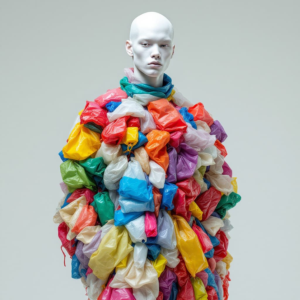 AI generated: Breaking fashion barriers with boldness and inclusivity. This albino male model dazzles in a unique ...