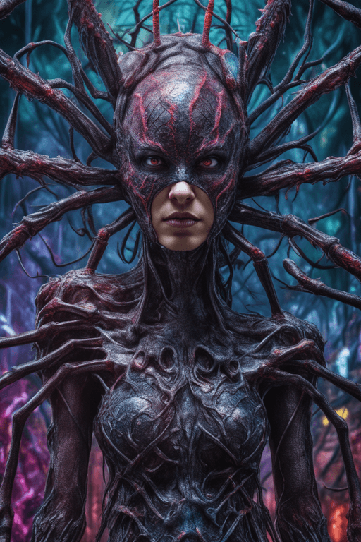AI generated: Spider woman,photorealism, ultrarealistic, greg rutkowski 