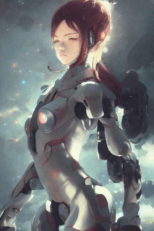 AI generated: Hyper realistic painting of a beautiful girl in an EVA plugsuit, hyper detailed, anime, by greg rutk...