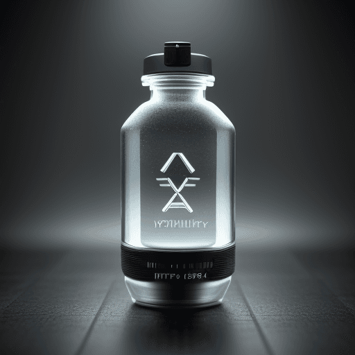 AI generated: Hyperdetailed photo, Mid Shot Photo,  futuristic bottle with the name PURITY on it, , opaque, grunge...