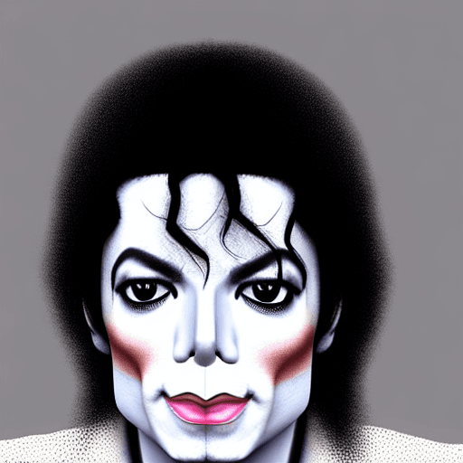 AI generated: Realistic fashion photo portrait of pop superstar Michael Jackson, slender, pale, beautiful makeup, ...