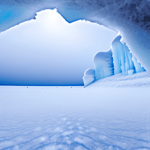 AI generated: snow storm in an ice cave.
ice crystals falling to the ground.
flat barren horizon.
Style: impressio...