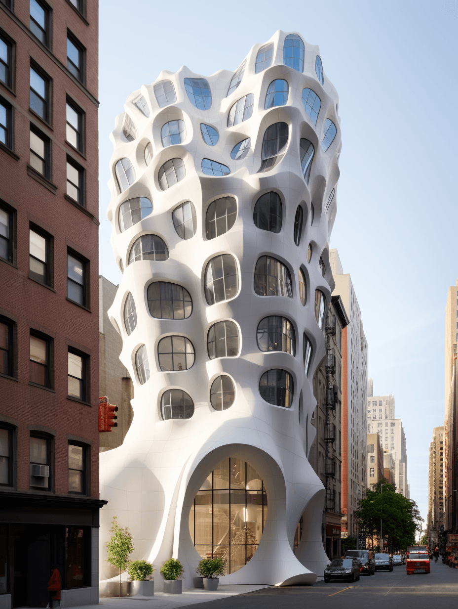 AI generated: modern architecture, inspired by Gaudi, minimalism, modern, --ar 3:4