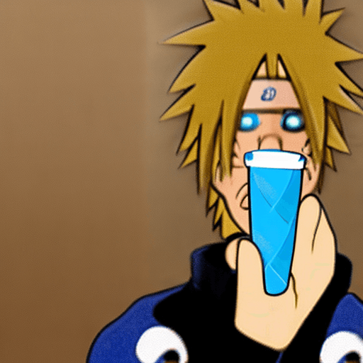 AI generated: Naruto Sad while eating a blue popcicle 