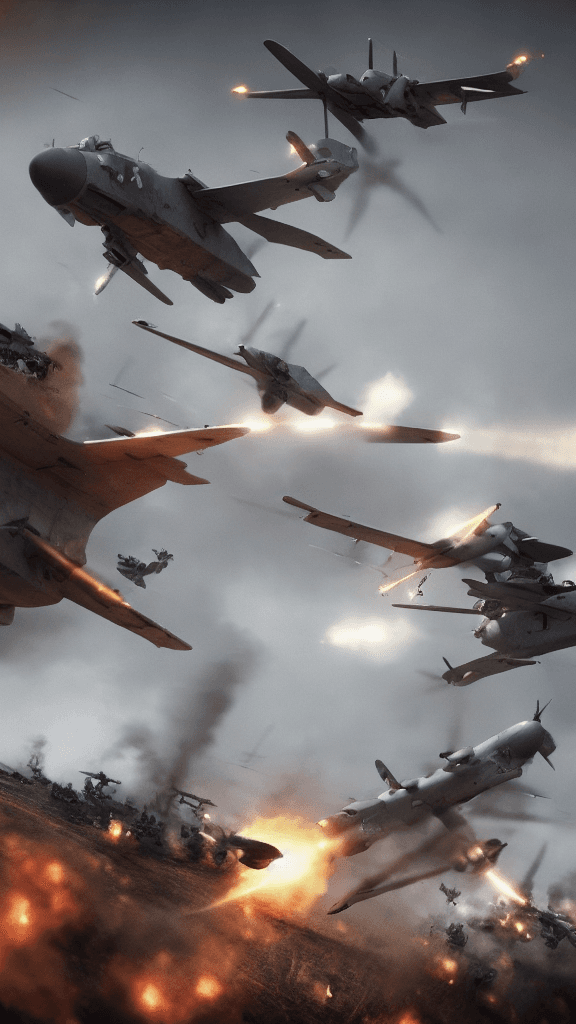 AI generated: draw world war 1 where air combat is harsh. octane render, trending on artstation,t symmetrical artw...