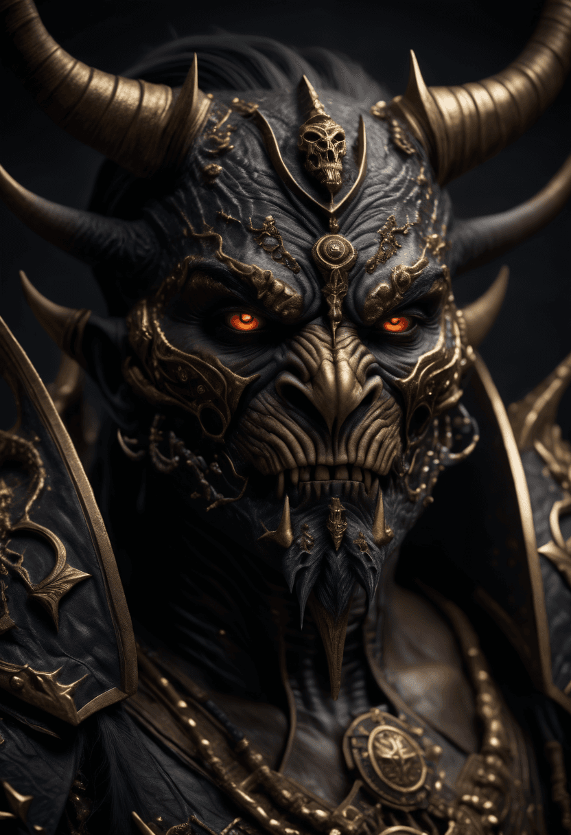 AI generated: The image features a creature inspired by Therian Commander, a character from the Warhammer 40,000 u...
