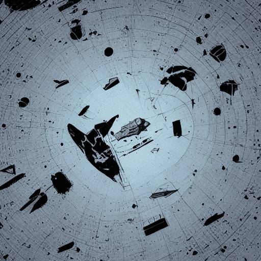 AI generated:  debris left over from a spaceship battle, deep space, empty, lonely, floating debris, evenly disper...