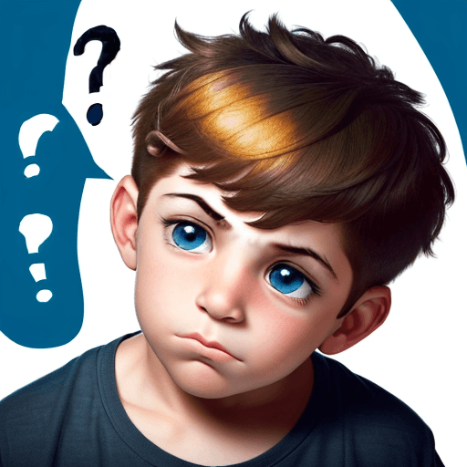 AI generated: An attractive boy scratching his head while thinking. A speech bubble from above the boy's head has ...