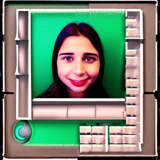 AI generated: selfie of a girl at a office