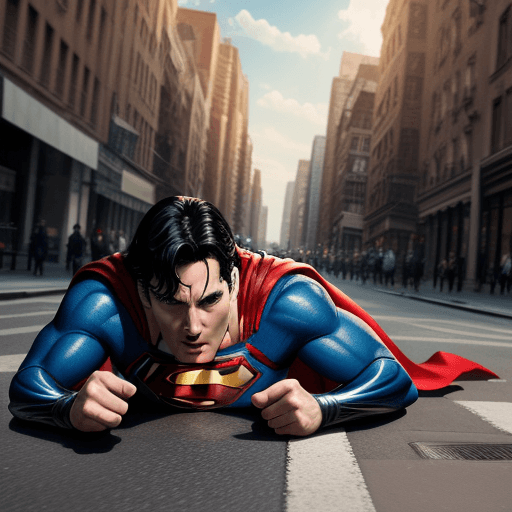 AI generated: Superman lay on street 4k, ultra hd
