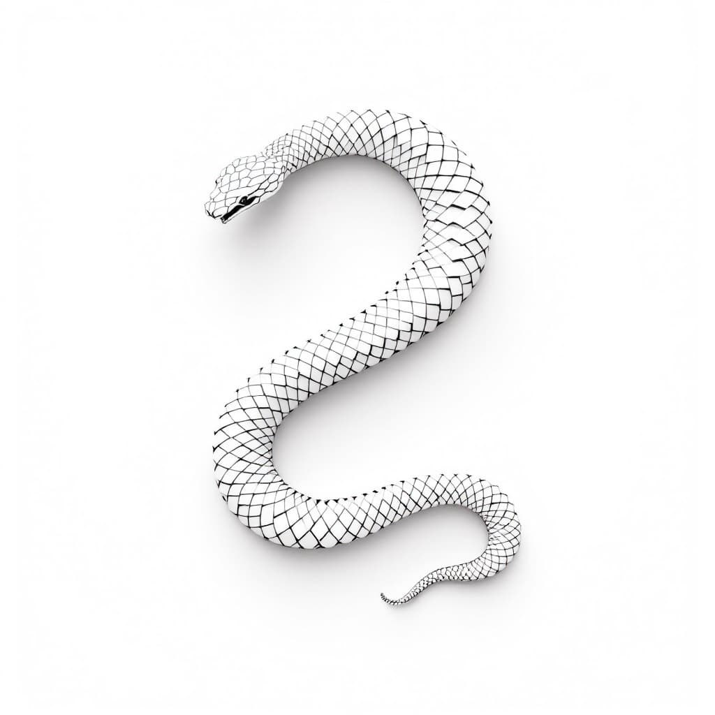 AI generated: white snake in 2 number shape on white background 